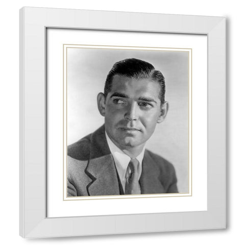 Clark Gable White Modern Wood Framed Art Print with Double Matting by Vintage Hollywood Archive