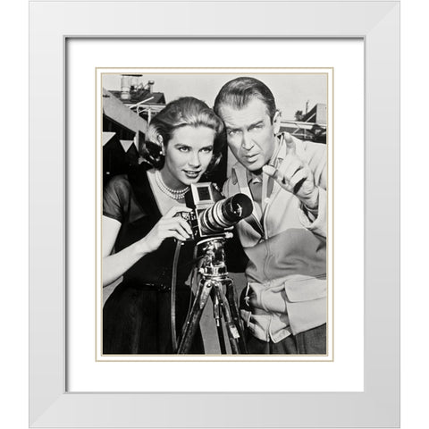 Grace Kelly, James Stewart, 1954 White Modern Wood Framed Art Print with Double Matting by Vintage Hollywood Archive