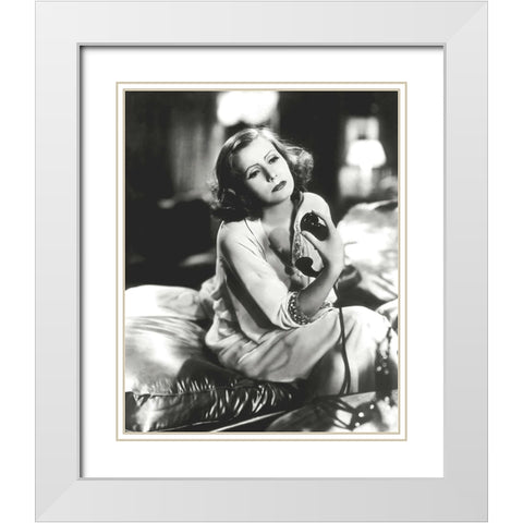 Greta Garbo White Modern Wood Framed Art Print with Double Matting by Vintage Hollywood Archive