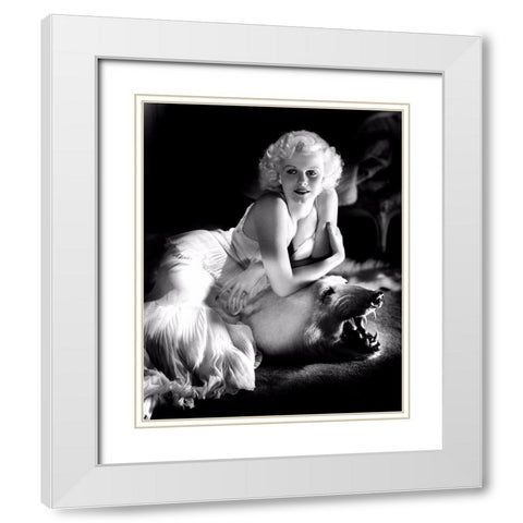 Jean Harlow White Modern Wood Framed Art Print with Double Matting by Vintage Hollywood Archive