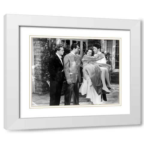 John Howard, Cary Grant, Katharine Hepburn, James Stewart, 1940 White Modern Wood Framed Art Print with Double Matting by Vintage Hollywood Archive