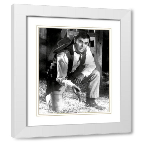 John Saxon, The Plunderers White Modern Wood Framed Art Print with Double Matting by Vintage Hollywood Archive