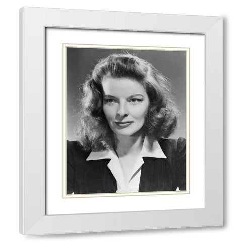 Katharine Hepburn White Modern Wood Framed Art Print with Double Matting by Vintage Hollywood Archive