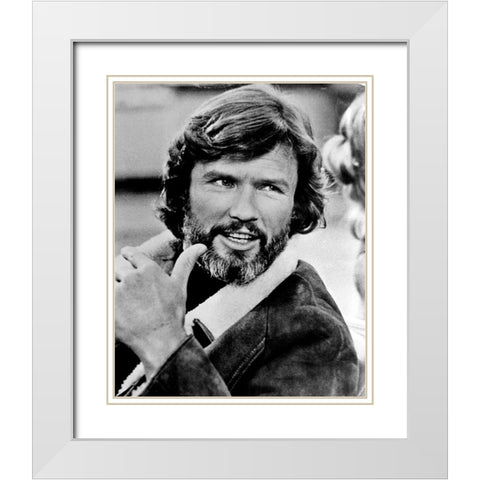 Kris Kristofferson White Modern Wood Framed Art Print with Double Matting by Vintage Hollywood Archive