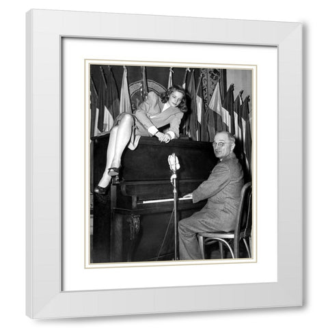 Lauren Bacall, Harry Truman, 1945 White Modern Wood Framed Art Print with Double Matting by Vintage Hollywood Archive