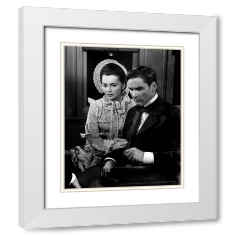 Olivia de Havilland, Errol Flynn, Santa fe Trail, 1940 White Modern Wood Framed Art Print with Double Matting by Vintage Hollywood Archive