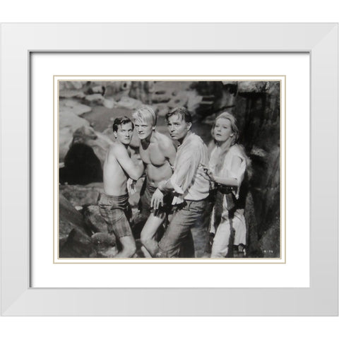 Pat Boone, Peter Ronson, James Mason, Arlene Dahl, Journey to the Center of the Earth, 1959 White Modern Wood Framed Art Print with Double Matting by Vintage Hollywood Archive