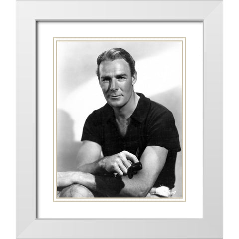 Randolph Scott White Modern Wood Framed Art Print with Double Matting by Vintage Hollywood Archive