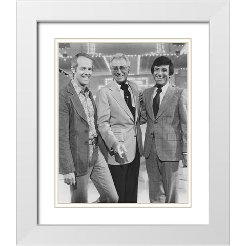 Mike Farrell, Allen Ludden, Jamie Farr, Stumpers, 1976 White Modern Wood Framed Art Print with Double Matting by Vintage Hollywood Archive