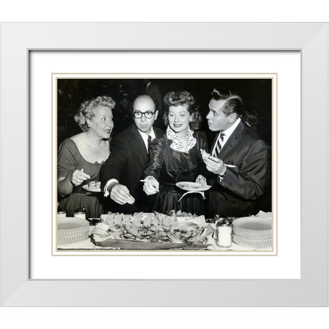 Vivian Vance, Jess Oppenheime, Lucille Ball, and Desi Arnaz, 1955 White Modern Wood Framed Art Print with Double Matting by Vintage Hollywood Archive