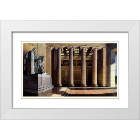 Washington Chronicle Lincoln Memorial White Modern Wood Framed Art Print with Double Matting by Wang, John Z.
