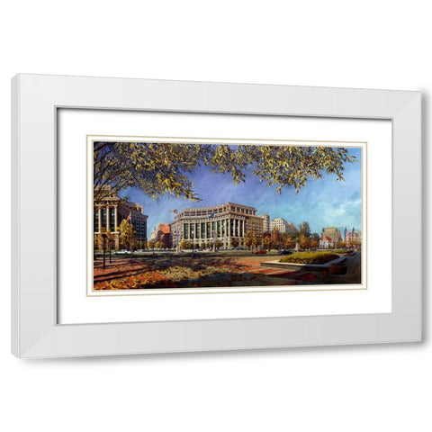 Washington Chronicle Pennsylvania Avenue White Modern Wood Framed Art Print with Double Matting by Wang, John Z.