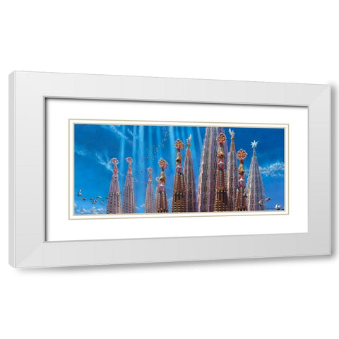 Towers of La Sagrada Familia II White Modern Wood Framed Art Print with Double Matting by Wang, John Z.