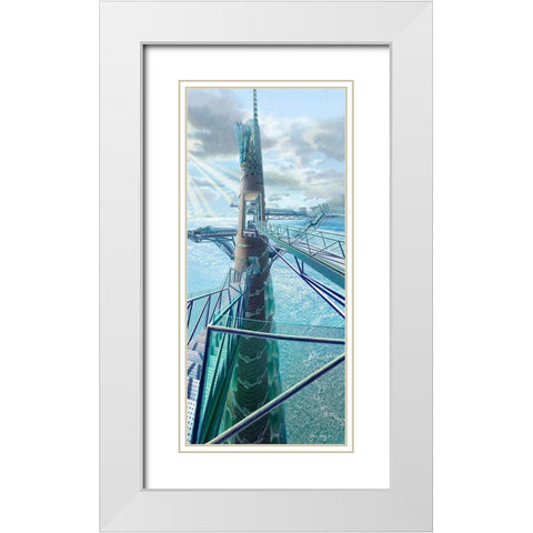 Cosmolink Tower White Modern Wood Framed Art Print with Double Matting by Wang, John Z.