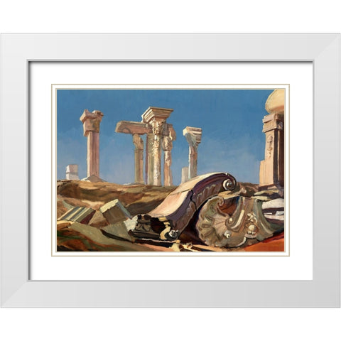 Ruins at Yuanmingyuan White Modern Wood Framed Art Print with Double Matting by Wang, John Z.