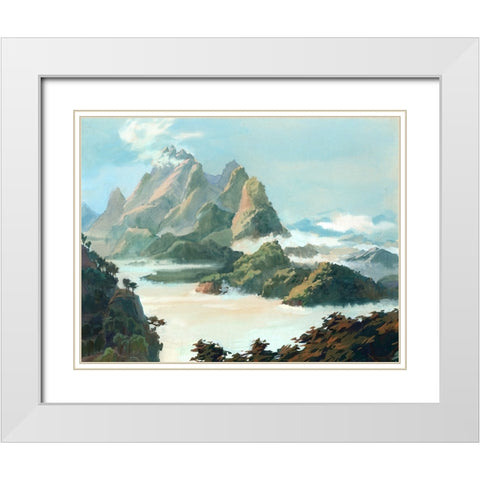 Crest of the Wudang Mountain White Modern Wood Framed Art Print with Double Matting by Wang, John Z.