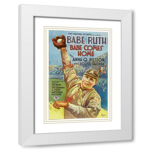 Babe Comes Home-1927 White Modern Wood Framed Art Print with Double Matting by Vintage Hollywood Archive