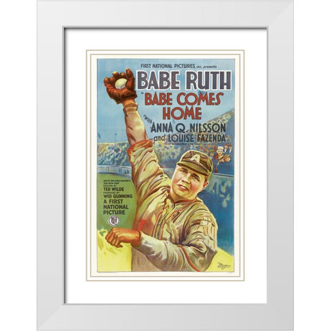 Babe Comes Home-1927 White Modern Wood Framed Art Print with Double Matting by Vintage Hollywood Archive