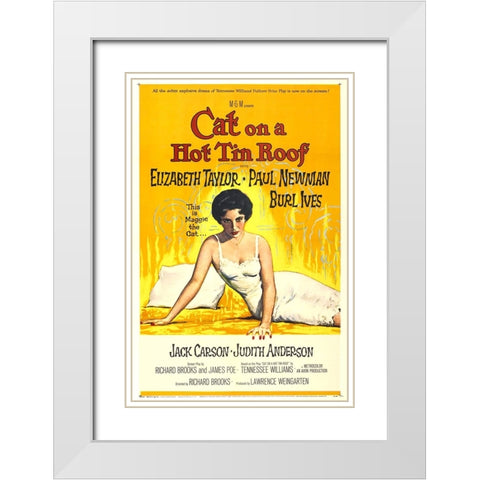 Cat on a Hot Tin Roof-1958 White Modern Wood Framed Art Print with Double Matting by Vintage Hollywood Archive