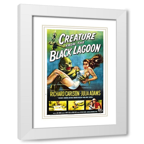 Creature from the Black Lagoon White Modern Wood Framed Art Print with Double Matting by Vintage Hollywood Archive