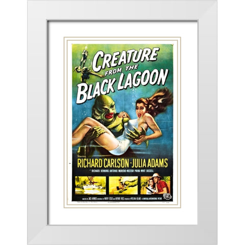 Creature from the Black Lagoon White Modern Wood Framed Art Print with Double Matting by Vintage Hollywood Archive
