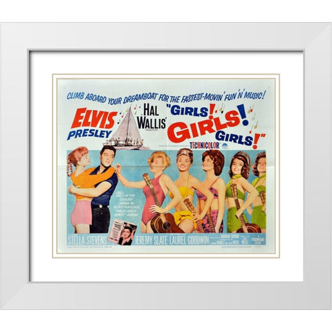 Girls! Girls! Girls!-1962 White Modern Wood Framed Art Print with Double Matting by Vintage Hollywood Archive