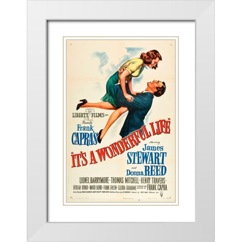 Its a Wonderful Life-1946 White Modern Wood Framed Art Print with Double Matting by Vintage Hollywood Archive