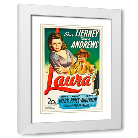 Laura-1944 White Modern Wood Framed Art Print with Double Matting by Vintage Hollywood Archive