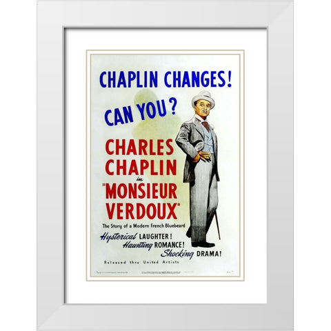 Monsieur Verdoux White Modern Wood Framed Art Print with Double Matting by Vintage Hollywood Archive