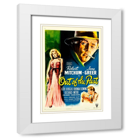 Out of the Past-1947 White Modern Wood Framed Art Print with Double Matting by Vintage Hollywood Archive