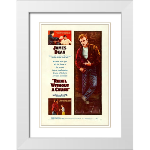 Rebel without a Cause-1955 White Modern Wood Framed Art Print with Double Matting by Vintage Hollywood Archive