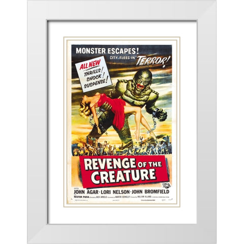 Revenge of the Creature-1955 White Modern Wood Framed Art Print with Double Matting by Vintage Hollywood Archive
