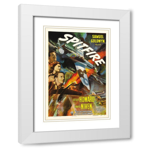 Spitfire Poster-1943 White Modern Wood Framed Art Print with Double Matting by Vintage Hollywood Archive