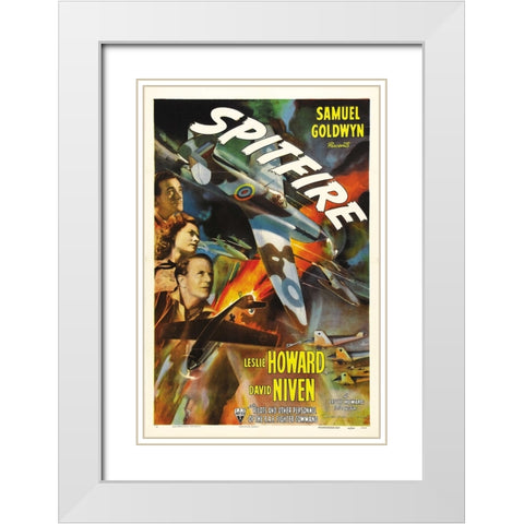Spitfire Poster-1943 White Modern Wood Framed Art Print with Double Matting by Vintage Hollywood Archive