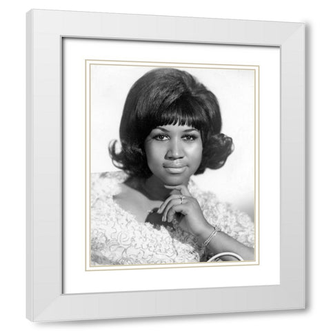Aretha Franklin-1968 White Modern Wood Framed Art Print with Double Matting by Vintage Music Archive