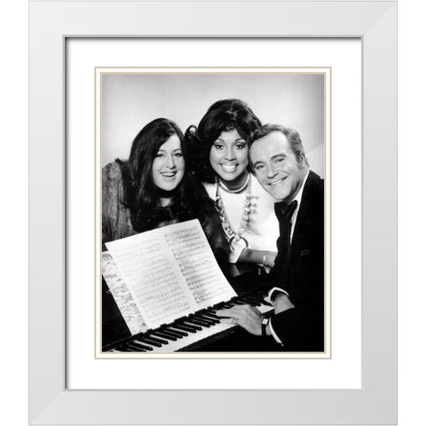 Cass Elliot-Diahann Carroll-Jack Lemmon-1973 White Modern Wood Framed Art Print with Double Matting by Vintage Music Archive