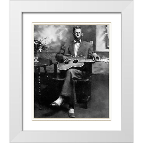 Charley Patton-1929 White Modern Wood Framed Art Print with Double Matting by Vintage Music Archive