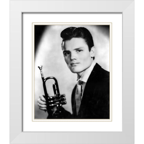 Chet Baker-1955 White Modern Wood Framed Art Print with Double Matting by Vintage Music Archive
