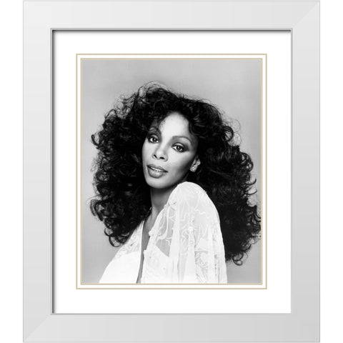 Donna Summer-1977 White Modern Wood Framed Art Print with Double Matting by Vintage Music Archive