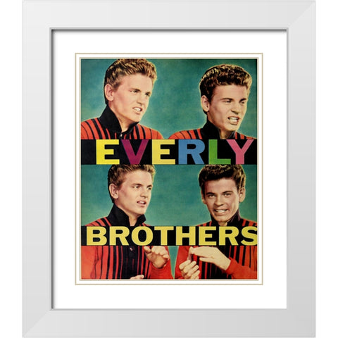 Everly Brothers-1958 White Modern Wood Framed Art Print with Double Matting by Vintage Music Archive