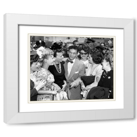 Frank Sinatra-1943 White Modern Wood Framed Art Print with Double Matting by Vintage Music Archive