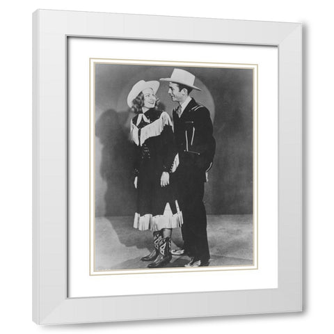 Hank and Audrey White Modern Wood Framed Art Print with Double Matting by Vintage Music Archive