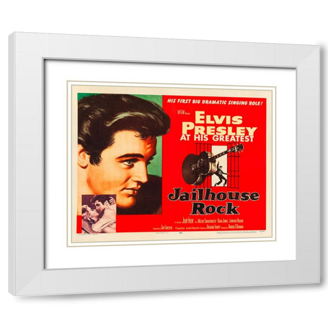 Jailhouse Rock-1957 White Modern Wood Framed Art Print with Double Matting by Vintage Music Archive