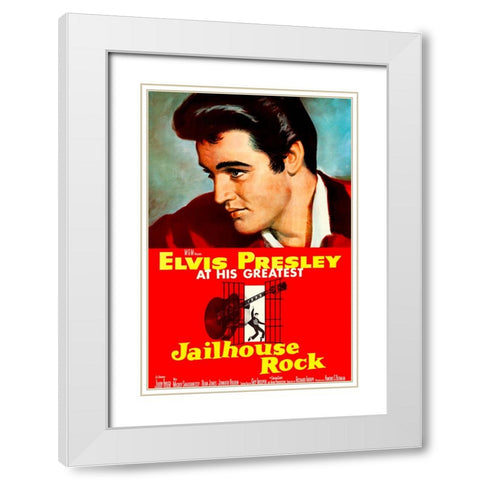 Jailhouse Rock-1957 White Modern Wood Framed Art Print with Double Matting by Vintage Music Archive