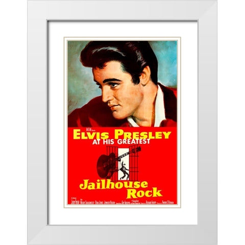 Jailhouse Rock-1957 White Modern Wood Framed Art Print with Double Matting by Vintage Music Archive