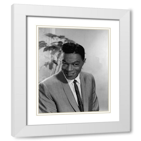 Nat King Cole-1964 White Modern Wood Framed Art Print with Double Matting by Vintage Music Archive