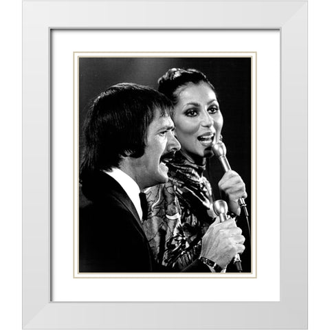 Sonny and Cher Show-1976 White Modern Wood Framed Art Print with Double Matting by Vintage Music Archive