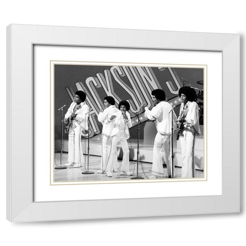 The Jackson 5-1972 White Modern Wood Framed Art Print with Double Matting by Vintage Music Archive