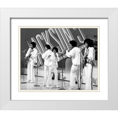 The Jackson 5-1972 White Modern Wood Framed Art Print with Double Matting by Vintage Music Archive