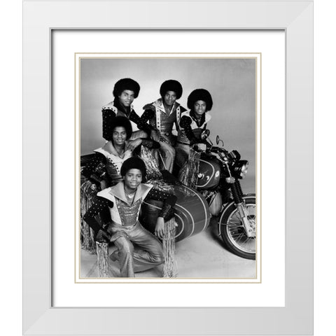 The Jacksons-1977 White Modern Wood Framed Art Print with Double Matting by Vintage Music Archive